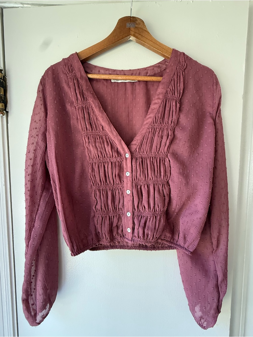 Abercrombie Mauve Button-Front Top